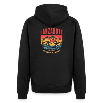 Lanzarote Espana beach design - Unisex Premium Organic Zip Hoodie - black - Back - Nico (187cm)