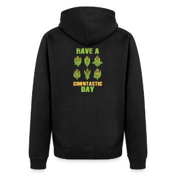 Have a corntastic day - Unisex Premium Organic Zip Hoodie - black - Back - Nico (187cm)