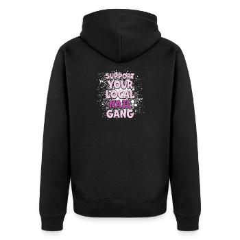 Soutenez votre Nail Gang Nail Tech local - Veste à capuche bio Premium Unisexe - noir - Dos - Nico (187cm)
