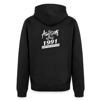 1991 - Born 1991 - Fantastic since 1991 - Awe - Unisex Premium Organic Zip Hoodie - black - Back - Nico (187cm)