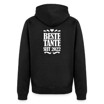 Beste Tante seit 2022 - Unisex Premium Bio Zip Hoodie - Schwarz - Hinten - Nico (187cm)