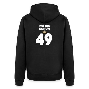 49 Geburtstag - 49 Jahre mit Krone - Unisex Premium Bio Zip Hoodie - Schwarz - Hinten - Nico (187cm)
