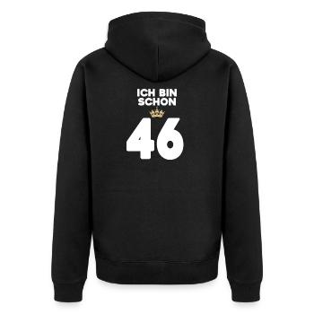 46 Geburtstag - 46 Jahre mit Krone - Unisex Premium Bio Zip Hoodie - Schwarz - Hinten - Nico (187cm)