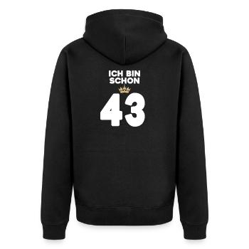 43 Geburtstag - 43 Jahre mit Krone - Unisex Premium Bio Zip Hoodie - Schwarz - Hinten - Nico (187cm)