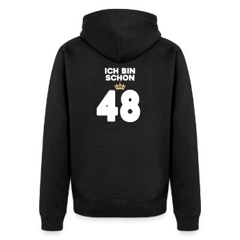 48 Geburtstag - 48 Jahre mit Krone - Unisex Premium Bio Zip Hoodie - Schwarz - Hinten - Nico (187cm)