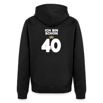 40 Geburtstag - 40 Jahre mit Krone - Unisex Premium Bio Zip Hoodie - Schwarz - Hinten - Nico (187cm)