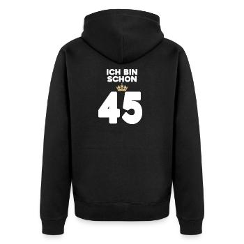 45 Geburtstag - 45 Jahre mit Krone - Unisex Premium Bio Zip Hoodie - Schwarz - Hinten - Nico (187cm)