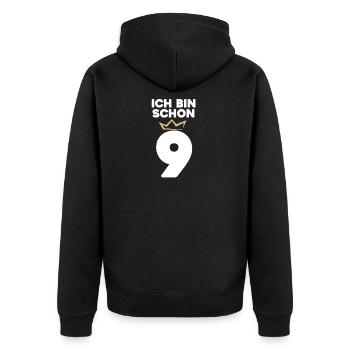 9 Geburtstag - 9 Jahre mit Krone - Unisex Premium Bio Zip Hoodie - Schwarz - Hinten - Nico (187cm)