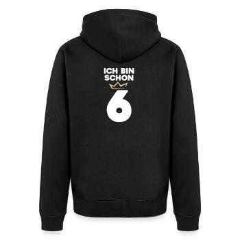 6 Geburtstag - 6 Jahre mit Krone - Unisex Premium Bio Zip Hoodie - Schwarz - Hinten - Nico (187cm)