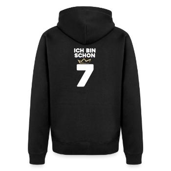 7 Geburtstag - 7 Jahre mit Krone - Unisex Premium Bio Zip Hoodie - Schwarz - Hinten - Nico (187cm)