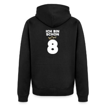 8 Geburtstag - 8 Jahre mit Krone - Unisex Premium Bio Zip Hoodie - Schwarz - Hinten - Nico (187cm)