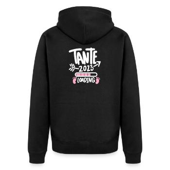 Tante 2023 - Tante werden - Tante Geschenk - Unisex Premium Bio Zip Hoodie - Schwarz - Hinten - Nico (187cm)