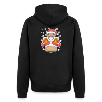 Weichmachten Bier Weihnachtsmann - Unisex Premium Bio Zip Hoodie - Schwarz - Hinten - Nico (187cm)