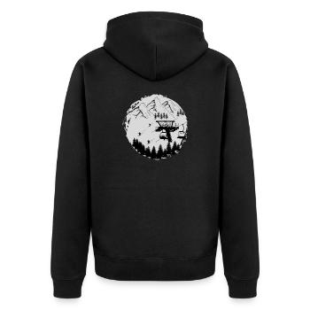 In the Snow Zone - Skiing Winter Sports - Unisex Premium Bio Zip Hoodie - Schwarz - Hinten - Nico (187cm)
