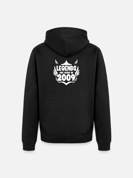 2009 - Born 2009 - Unisex Premium Organic Zip Hoodie - black