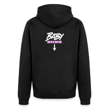 Bébé 2023 - Naissance Enceinte 2023 Grossesse - Veste à capuche bio Premium Unisexe - noir - Dos - Nico (187cm)