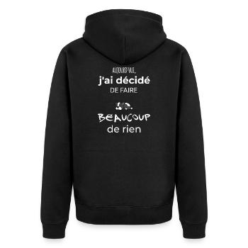 Cadeau humour chien homme ou femme - Veste à capuche bio Premium Unisexe - noir - Dos - Nico (187cm)
