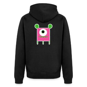 Pink Cyclops Monster | Funny Square Alien - Unisex Premium Organic Zip Hoodie - black - Back - Nico (187cm)