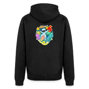6. Geburtstag 6 Jahre Junge Astronaut Weltall - Unisex Premium Bio Zip Hoodie - Schwarz - Hinten - Nico (187cm)