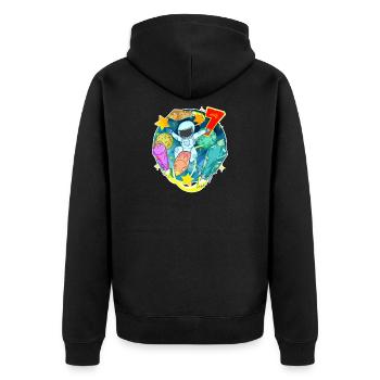 7e anniversaire 7 ans Jeune astronaute Espace - Veste à capuche bio Premium Unisexe - noir - Dos - Nico (187cm)
