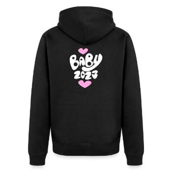 Bébé 2023 - Naissance Enceinte 2023 Grossesse - Veste à capuche bio Premium Unisexe - noir - Dos - Nico (187cm)