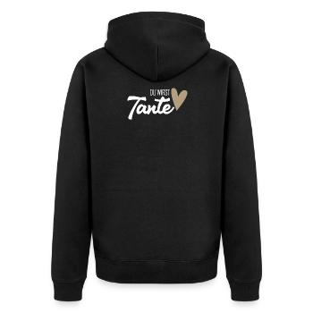 Tante werden - Tante Geschenk - Unisex Premium Bio Zip Hoodie - Schwarz - Hinten - Nico (187cm)