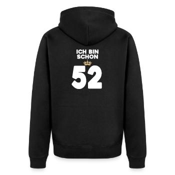 52. Geburtstag Geschenk - 52 Jahre mit Krone - Unisex Premium Bio Zip Hoodie - Schwarz - Hinten - Nico (187cm)