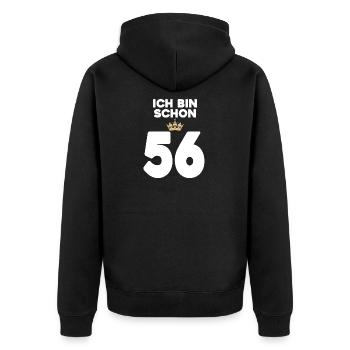 56. Geburtstag Geschenk - 56 Jahre mit Krone - Unisex Premium Bio Zip Hoodie - Schwarz - Hinten - Nico (187cm)