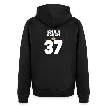 37. Geburtstag Geschenk - 37 Jahre mit Krone - Unisex Premium Bio Zip Hoodie - Schwarz - Hinten - Nico (187cm)