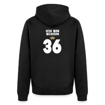 36. Geburtstag Geschenk - 36 Jahre mit Krone - Unisex Premium Bio Zip Hoodie - Schwarz - Hinten - Nico (187cm)