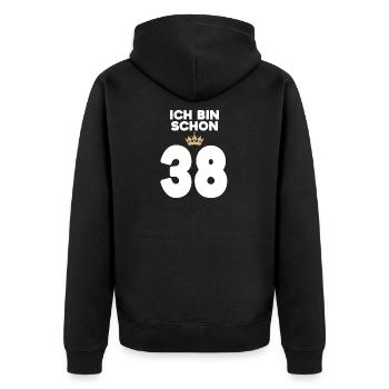 34. Geburtstag Geschenk - 34 Jahre mit Krone - Unisex Premium Bio Zip Hoodie - Schwarz - Hinten - Nico (187cm)