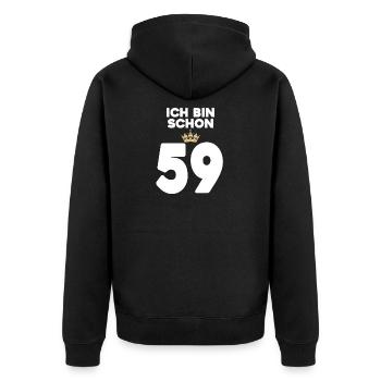 59. Geburtstag Geschenk - 59 Jahre mit Krone - Unisex Premium Bio Zip Hoodie - Schwarz - Hinten - Nico (187cm)