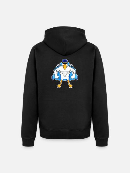 Muscular Seagull Seagull Gift - Unisex Premium Organic Zip Hoodie - black