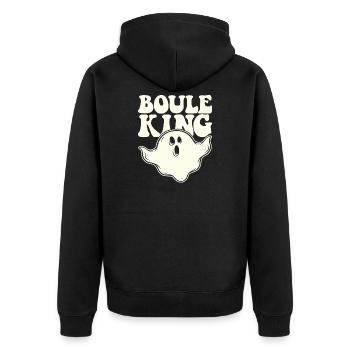 Boule King Queen Outfit for Boules Players - Unisex Premium Organic Zip Hoodie - black - Back - Nico (187cm)