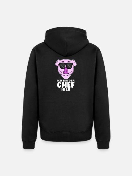 Cool Schwein Chef - Unisex Premium Bio Zip Hoodie - Schwarz