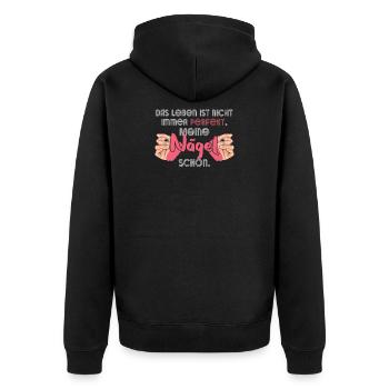 Das Leben Ist Nicht Immer Perfekt Nageldesignerin - Unisex Premium Bio Zip Hoodie - Schwarz - Hinten - Nico (187cm)