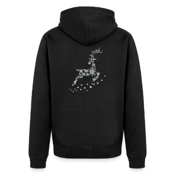 Reno Navideño - Weihnachtsrentier - Frohe Weihnachten - Unisex Premium Bio Zip Hoodie - Schwarz - Hinten - Nico (187cm)