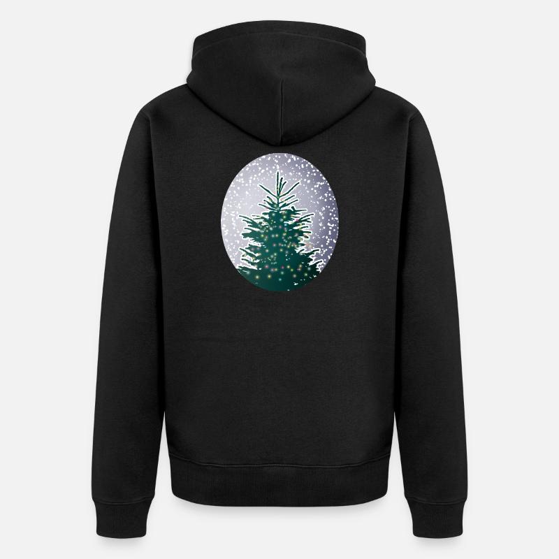 beleuchteter Weihnachtsbaum im Schnee - Unisex Premium Bio Zip Hoodie - Schwarz