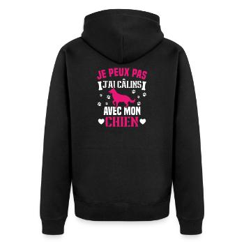 je peux pas j'ai câlins avec mon chien humour - Veste à capuche bio Premium Unisexe - noir - Dos - Nico (187cm)