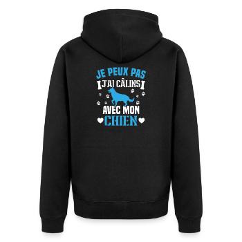 je peux pas j'ai câlins avec mon chien humour - Veste à capuche bio Premium Unisexe - noir - Dos - Nico (187cm)