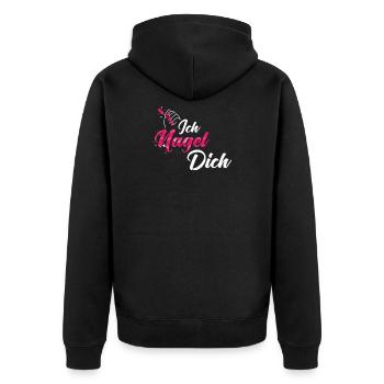 Ich Nagel Dich Nageldesignerin - Unisex Premium Bio Zip Hoodie - Schwarz - Hinten - Nico (187cm)