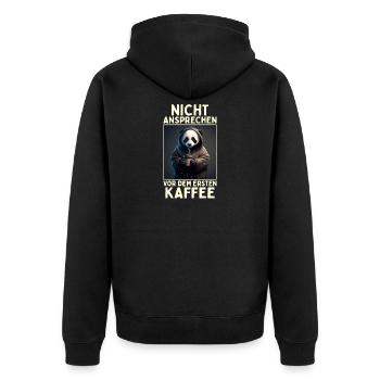 Panda Bär Nicht Ansprechen Vor Kaffee Morgenmuffel - Unisex Premium Bio Zip Hoodie - Schwarz - Hinten - Nico (187cm)
