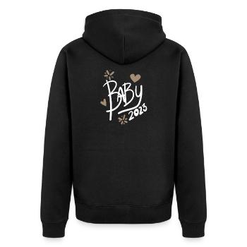 Bébé 2023 - Naissance Enceinte 2023 Grossesse - Veste à capuche bio Premium Unisexe - noir - Dos - Nico (187cm)