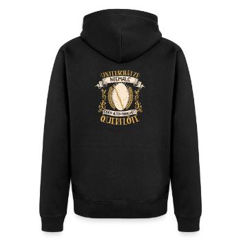 Querflöte Musiker Instrument Musik Geschenk - Unisex Premium Bio Zip Hoodie - Schwarz - Hinten - Nico (187cm)
