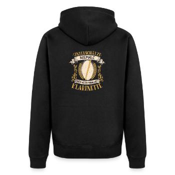 Klarinette Musiker Instrument Musik Geschenk - Unisex Premium Bio Zip Hoodie - Schwarz - Hinten - Nico (187cm)