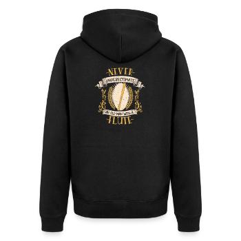 Flute Musician Instrument Brass Music Gift - Unisex Premium Organic Zip Hoodie - black - Back - Nico (187cm)