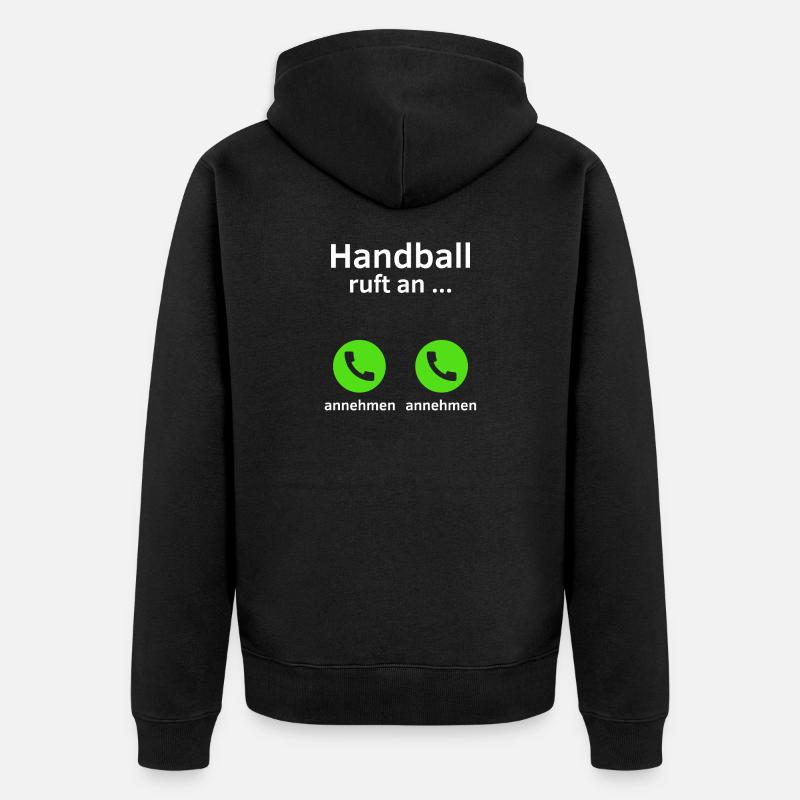 Handball ruft an - annehmen oder annehmen? - Unisex Premium Bio Zip Hoodie - Schwarz