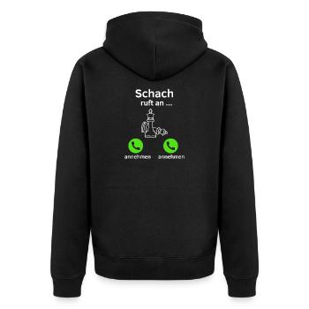Schach ruft an - annehmen oder annehmen? - Unisex Premium Bio Zip Hoodie - Schwarz - Hinten - Nico (187cm)