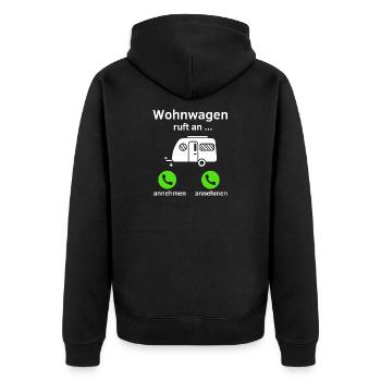 Wohnwagen ruft an - annehmen oder annehmen? - Unisex Premium Bio Zip Hoodie - Schwarz - Hinten - Nico (187cm)
