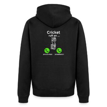 Cricket ruft an - annehmen oder annehmen? - Unisex Premium Bio Zip Hoodie - Schwarz - Hinten - Nico (187cm)